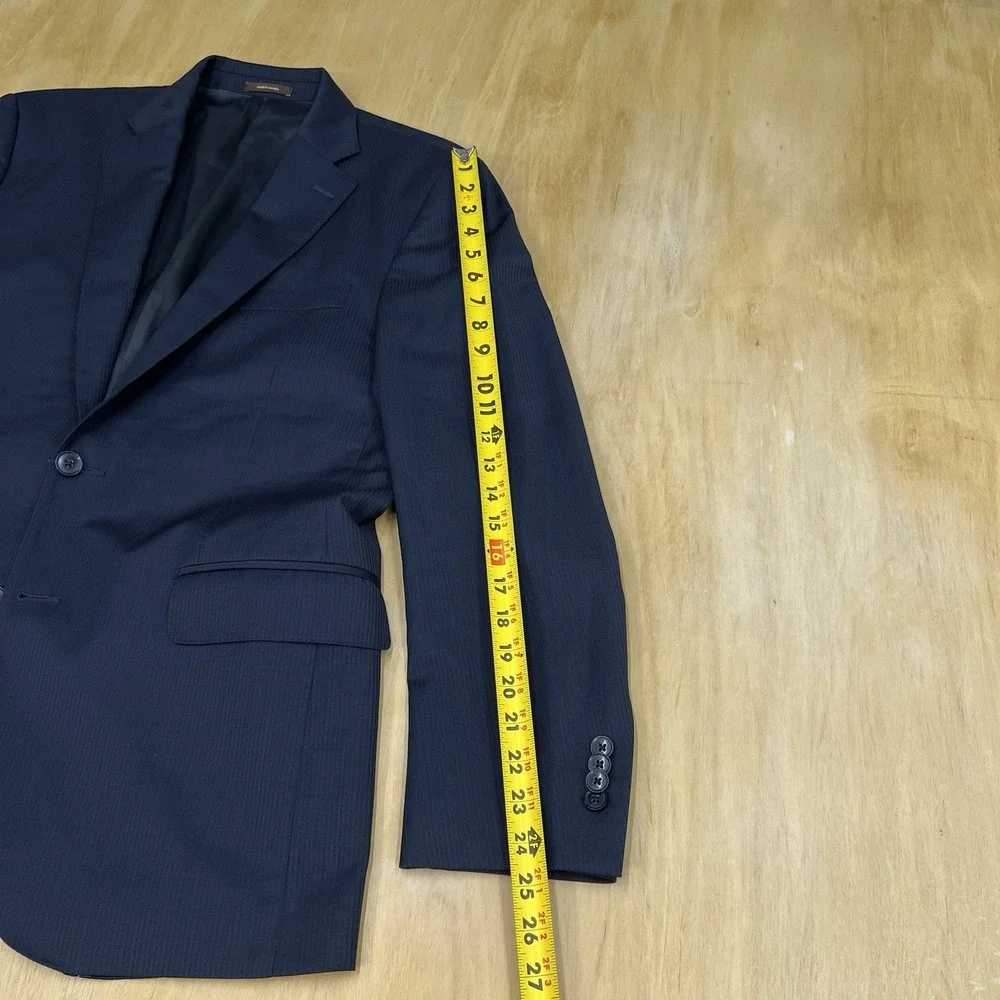 Peter Millar Suit Mens 40R Wool Pants 34x28 Pinstriped Dark Navy Striped